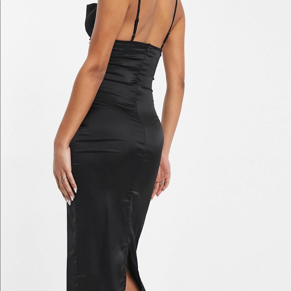 Satin black cowl neck dress - Picture 2 of 4